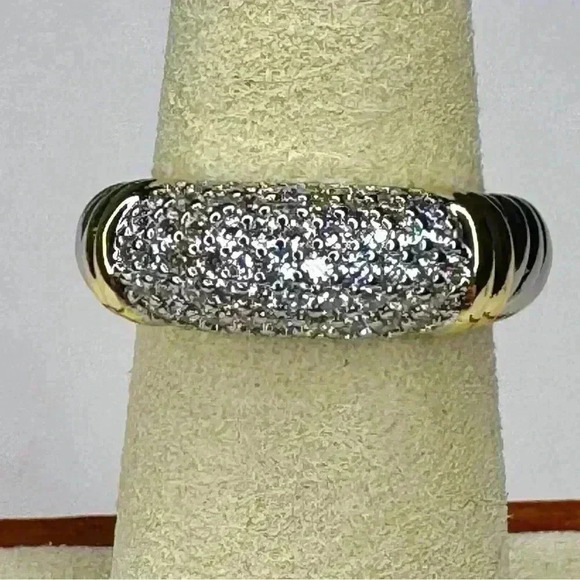 Two Tone Simulated Diamonds & Gold Ring - Picture 3 of 5